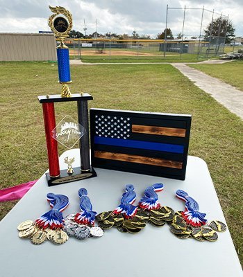 Trophies and medals for the award ceremony