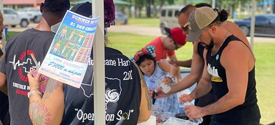 Volunteers with special skills at an event